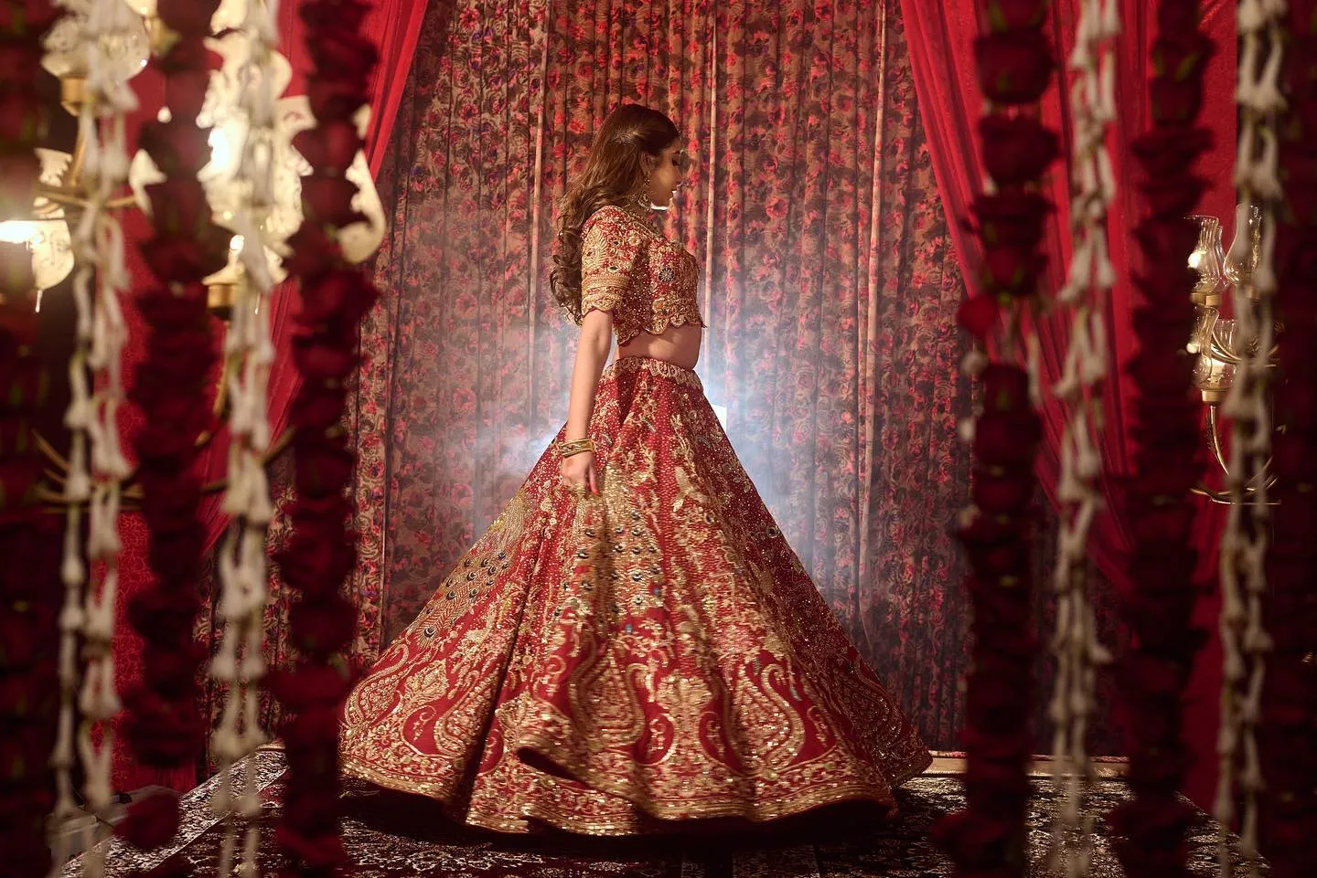 Indian Bridal Red Lehenga Choli Dupatta for Wedding