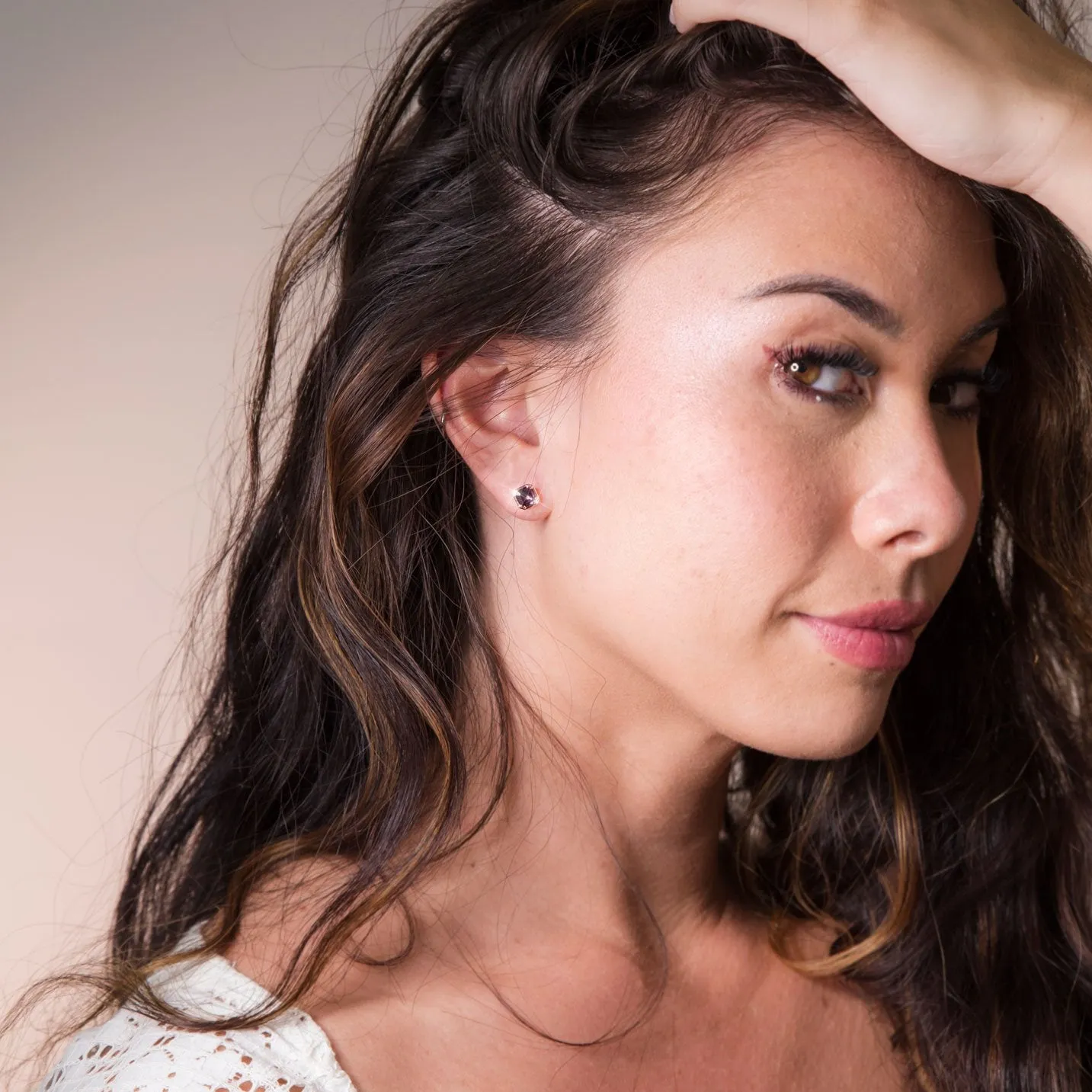 Ines Purple Spinel Contemporary Stud Earrings