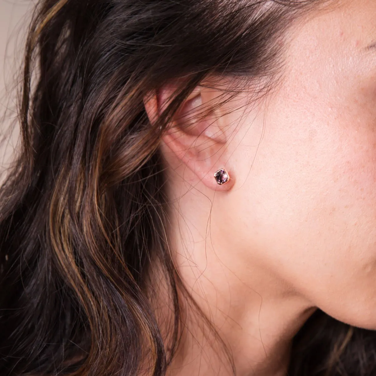 Ines Purple Spinel Contemporary Stud Earrings