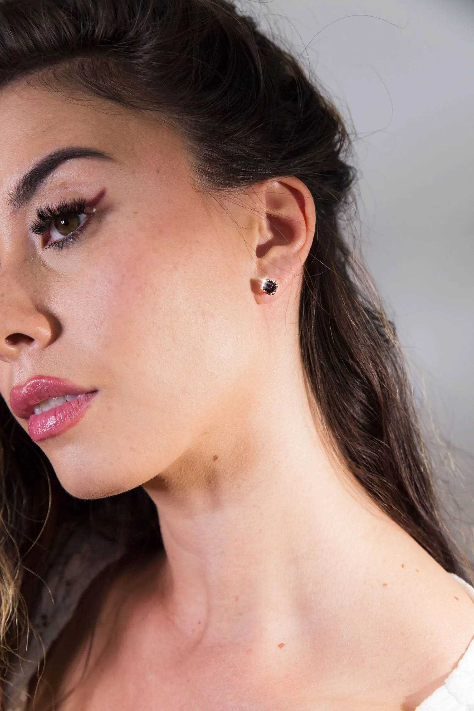 Ines Purple Spinel Contemporary Stud Earrings