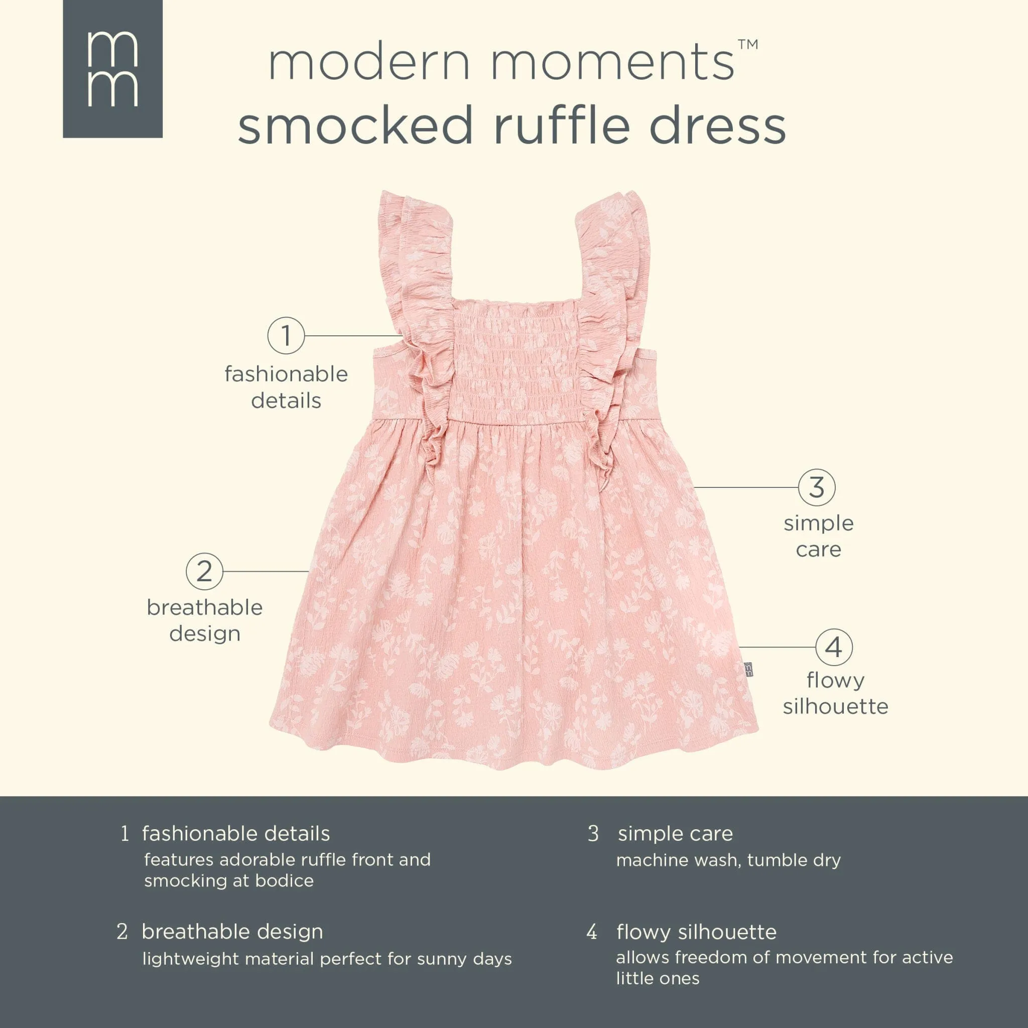 Infant & Toddler Girls Rose Wild Flowers Smocked Ruffle Dress