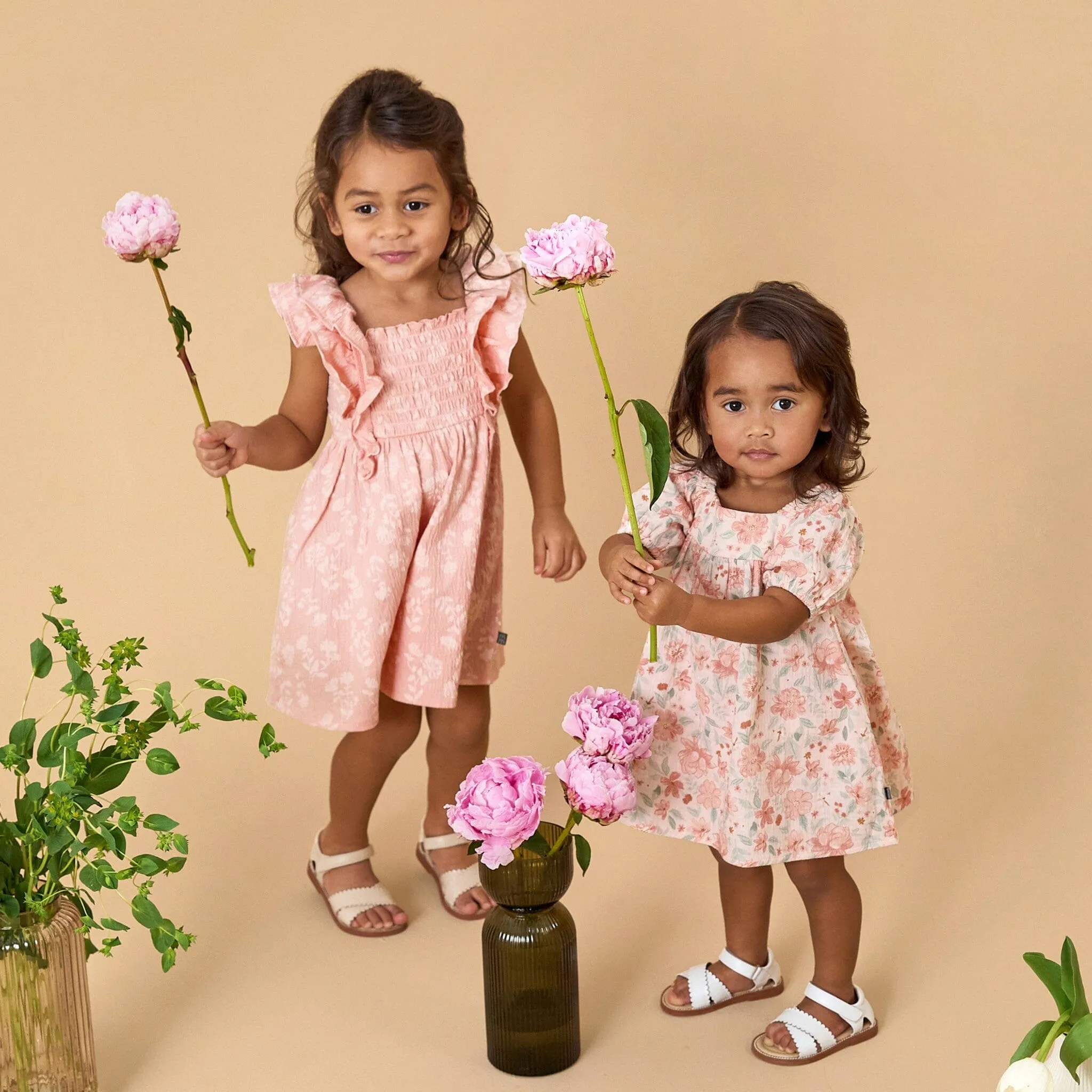 Infant & Toddler Girls Rose Wild Flowers Smocked Ruffle Dress