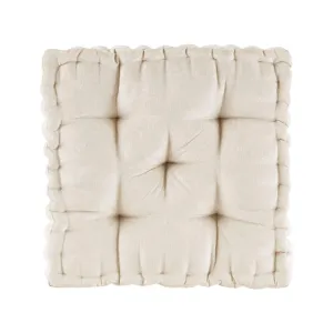 Intelligent Design Azza Floor Pillow, Large Cushions Sitting for Adults, Floor Pillow for Meditation or Yoga, Lustrous Chenille Tufted with Scalloped Edges for Bench/Chair Cushion, 20"x20"x5" Ivory