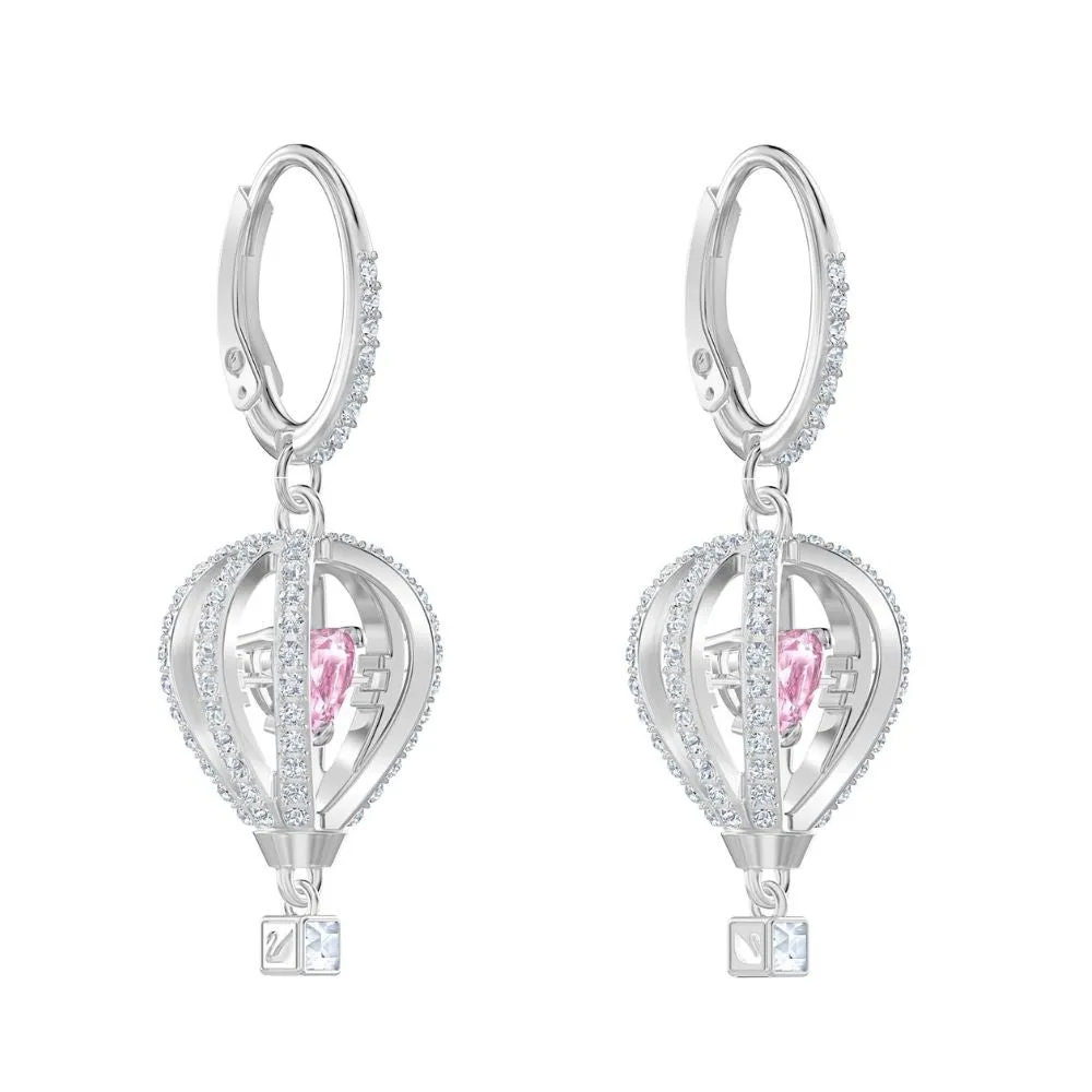 Into the Sky Pink Rhodium Plated Drop Pierced Earrings