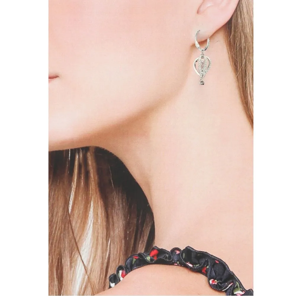 Into the Sky Pink Rhodium Plated Drop Pierced Earrings