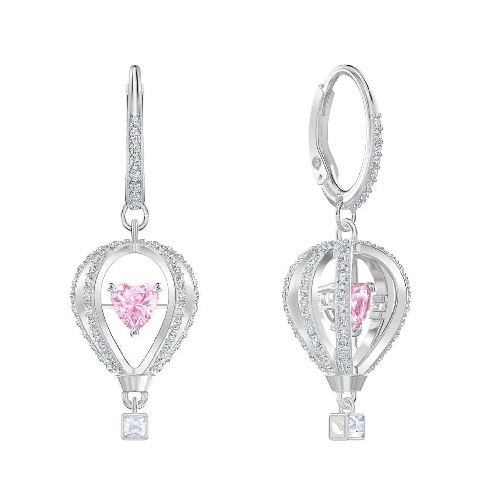 Into the Sky Pink Rhodium Plated Drop Pierced Earrings