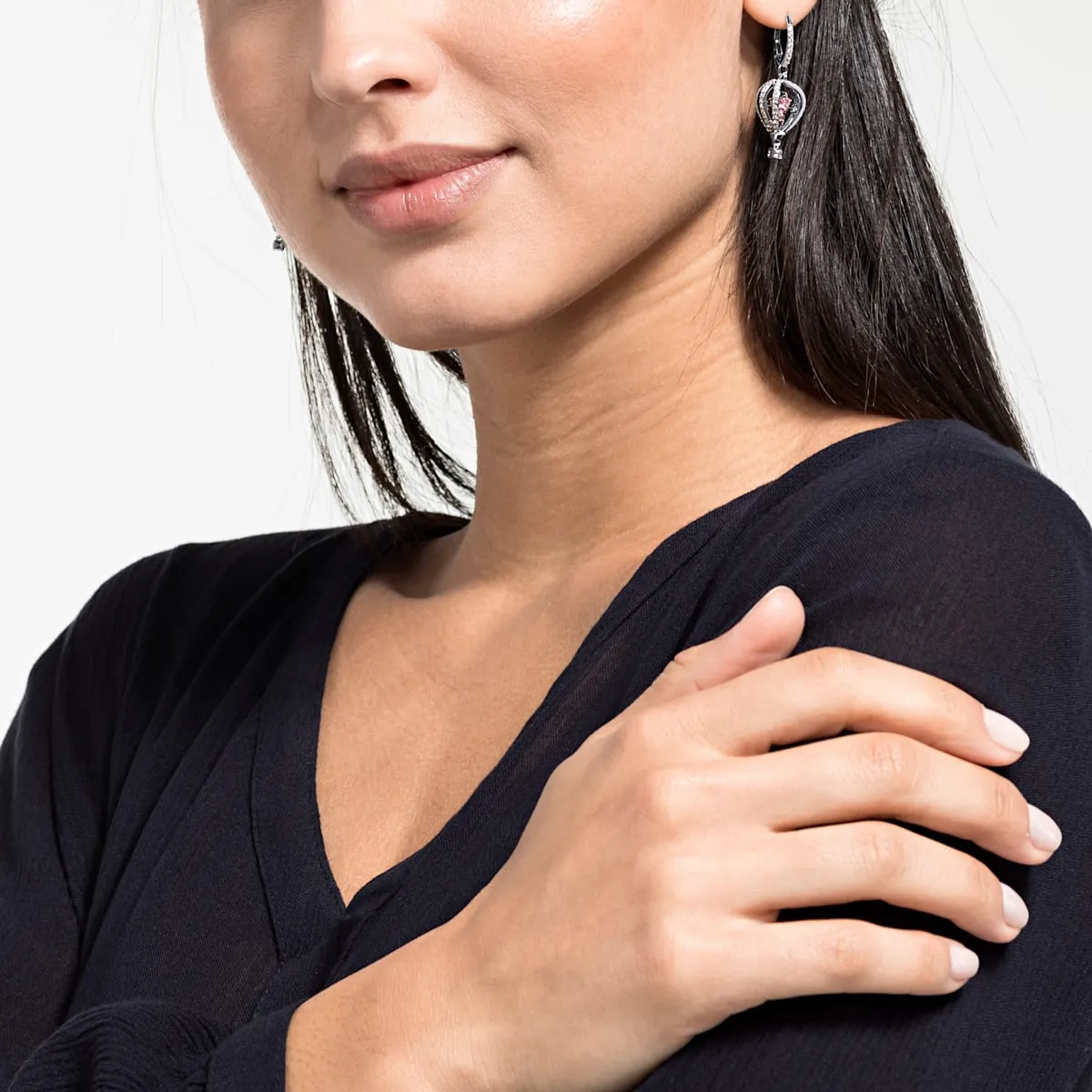 Into the Sky Pink Rhodium Plated Drop Pierced Earrings