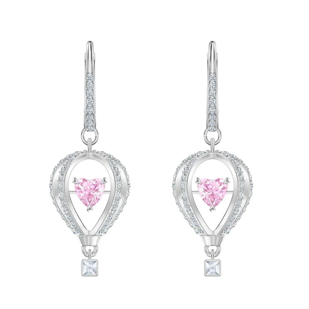 Into the Sky Pink Rhodium Plated Drop Pierced Earrings