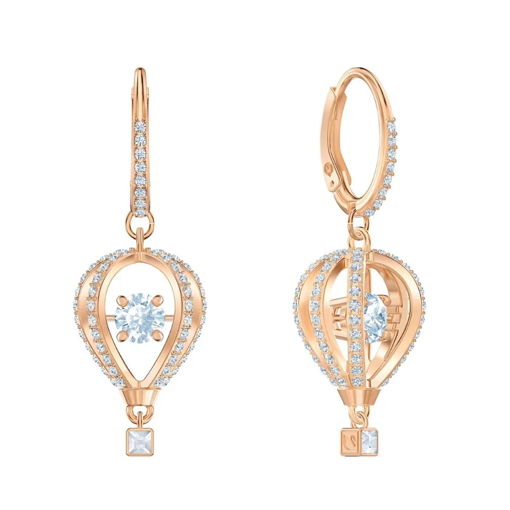 Into the Sky White Rose-Gold Tone Plated Drop Pierced Earrings