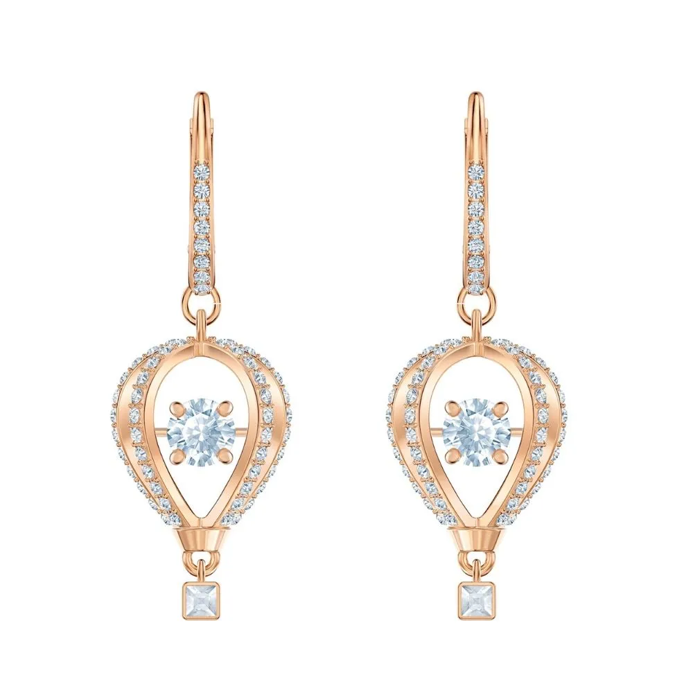 Into the Sky White Rose-Gold Tone Plated Drop Pierced Earrings