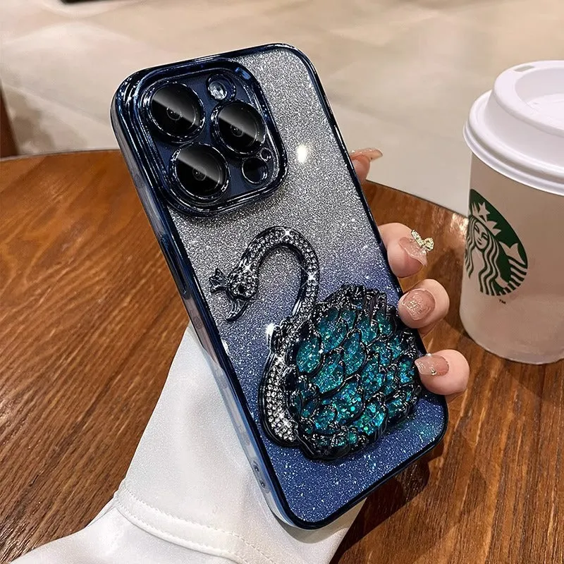 iPhone Case Sparkling Quicksand Inlaid Swan
