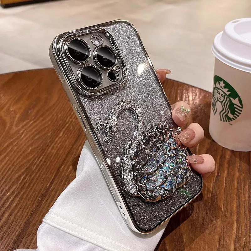 iPhone Case Sparkling Quicksand Inlaid Swan