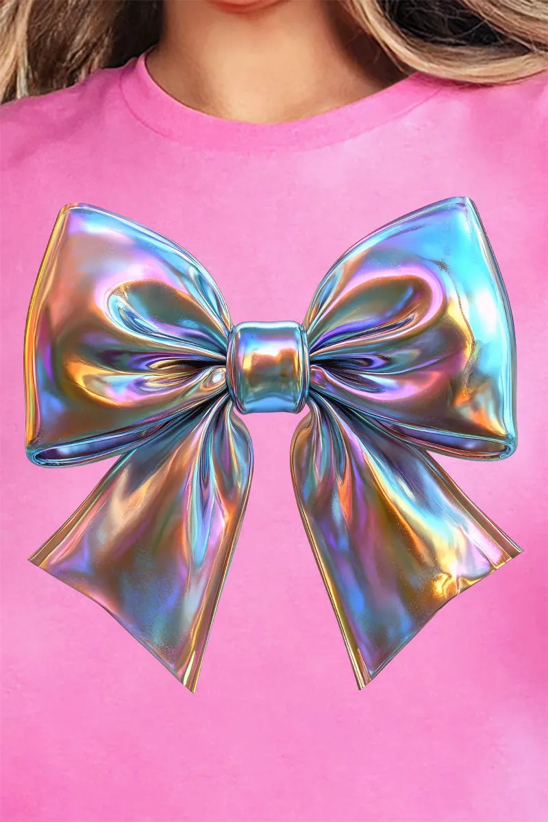 Iridescent Satin Bow Premium Cotton Unisex T-Shirt