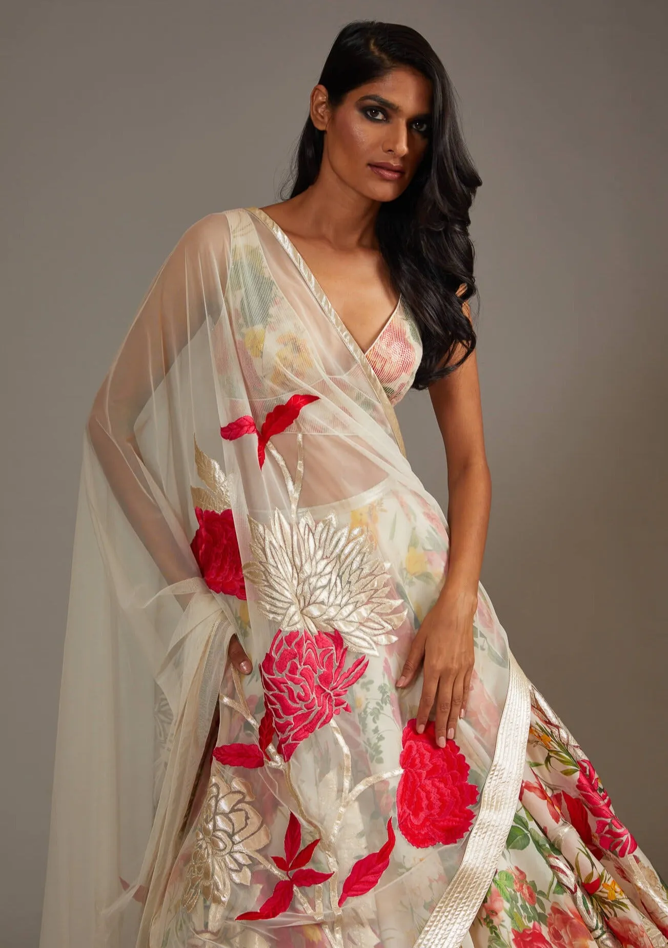 Ivory digital printed lehenga set