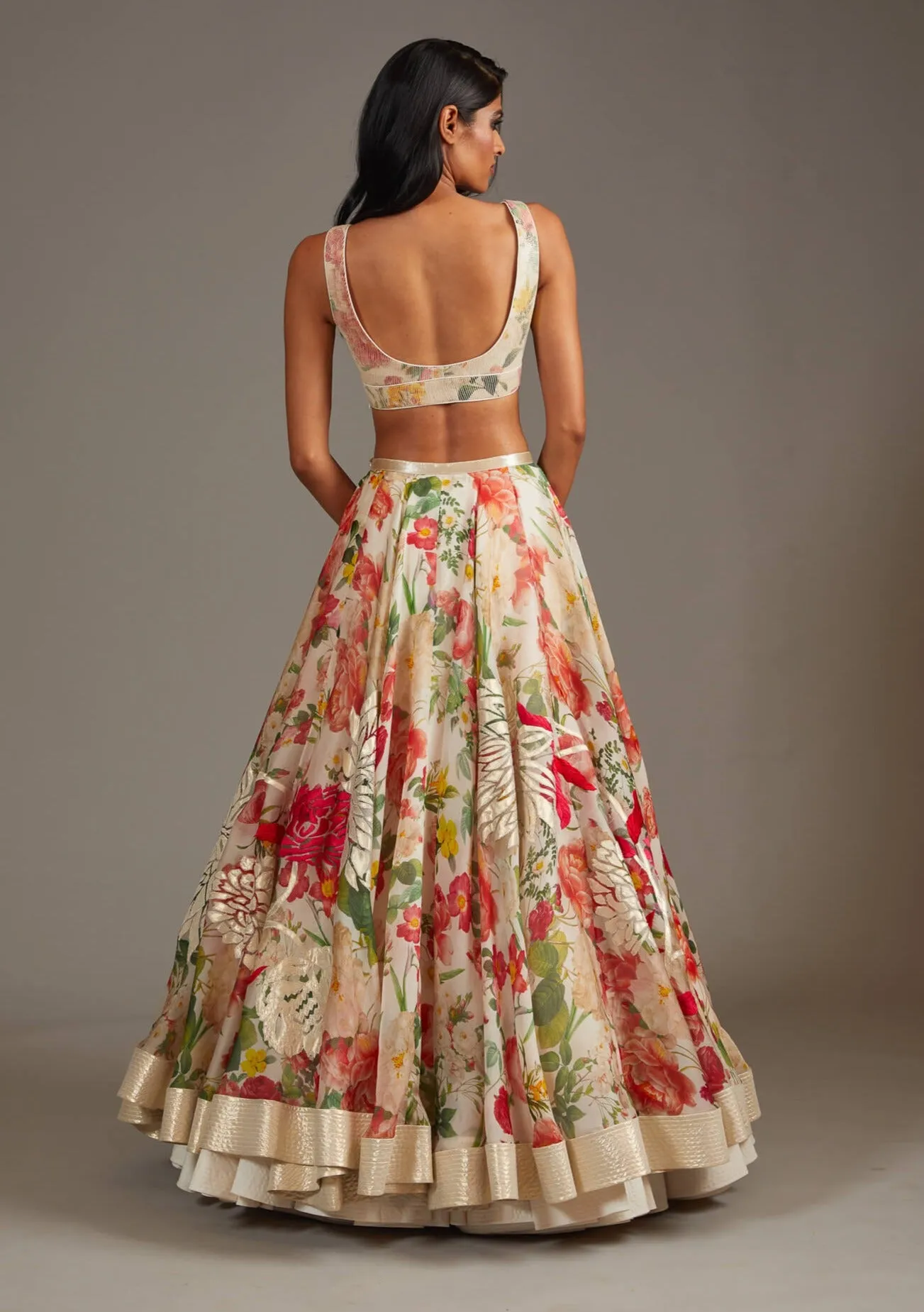 Ivory digital printed lehenga set