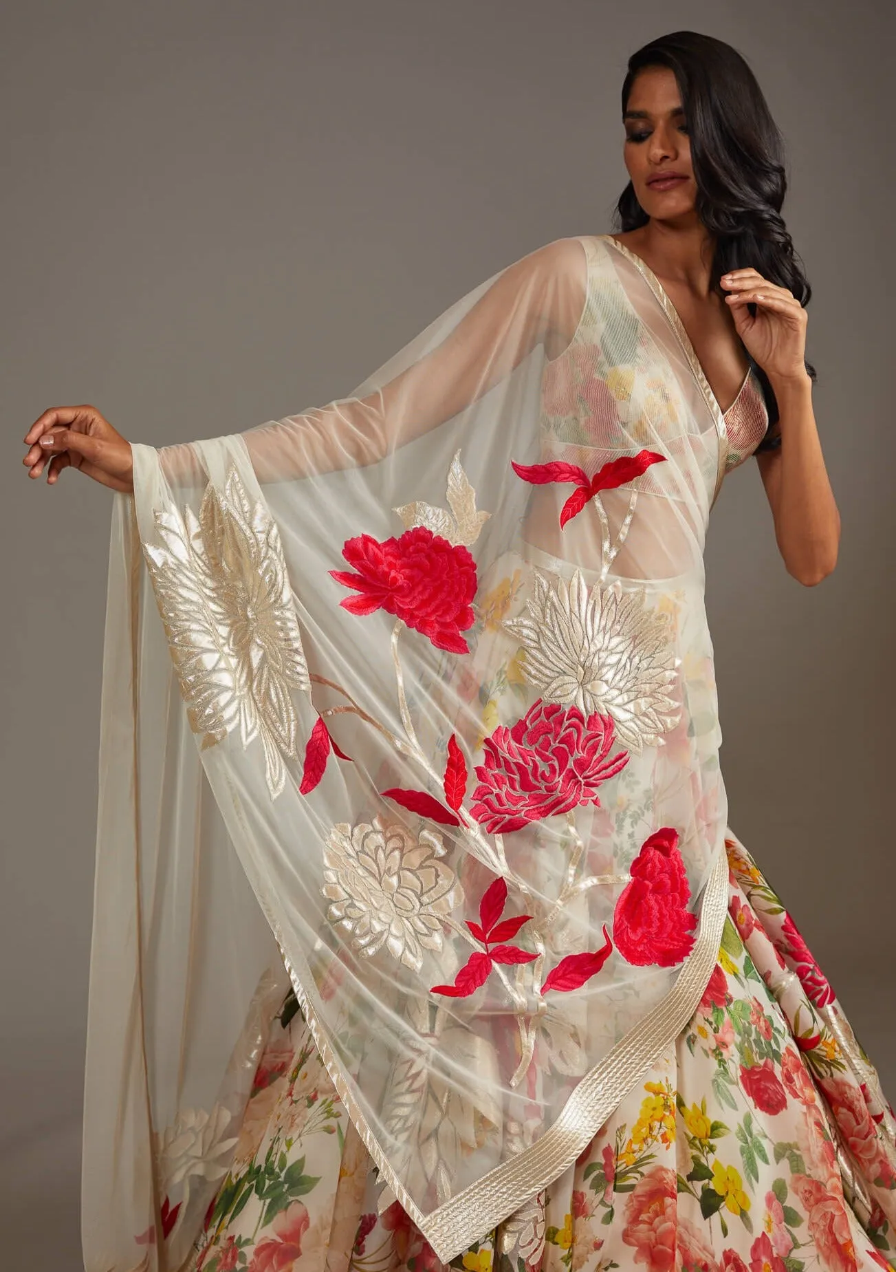 Ivory digital printed lehenga set