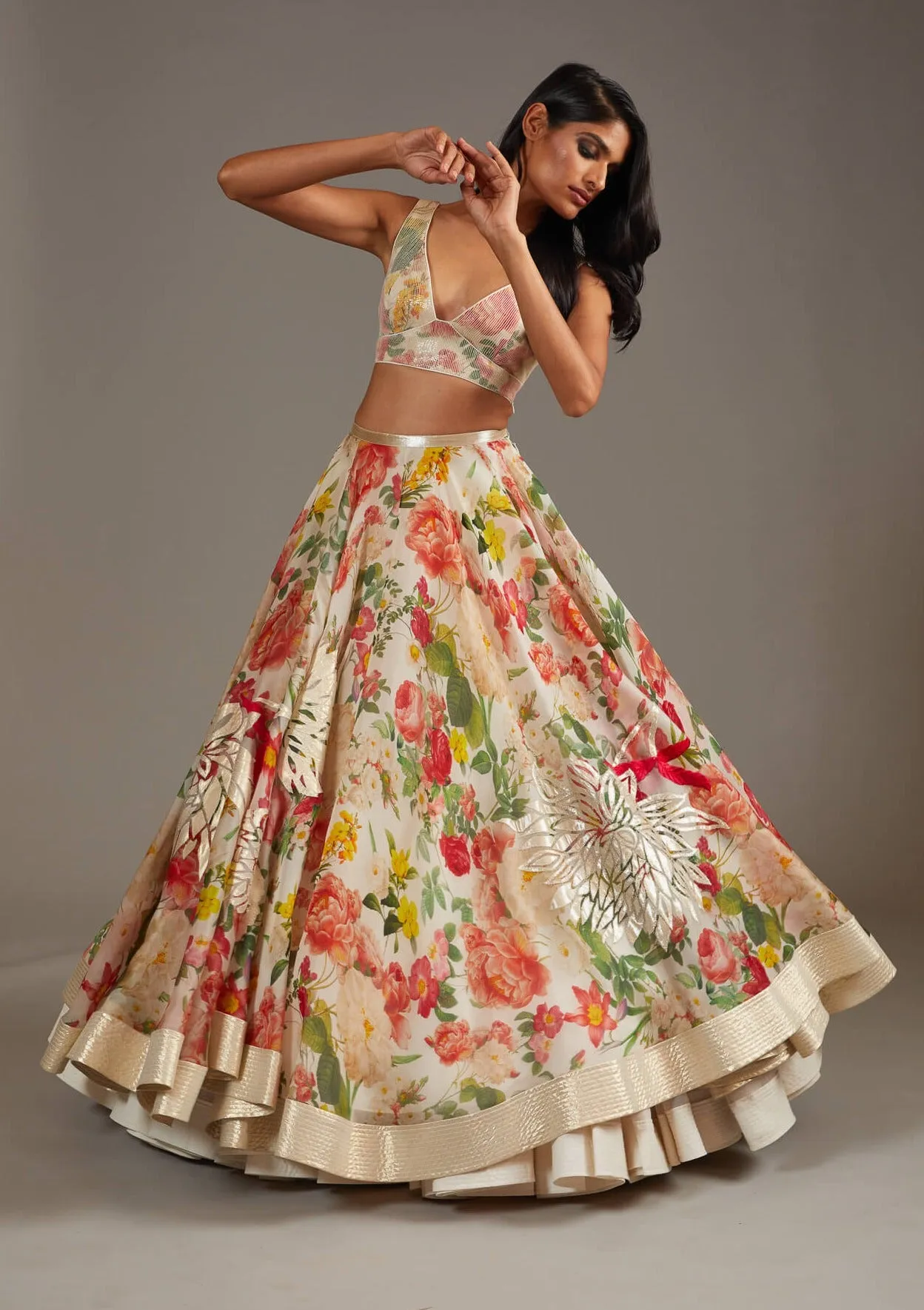 Ivory digital printed lehenga set