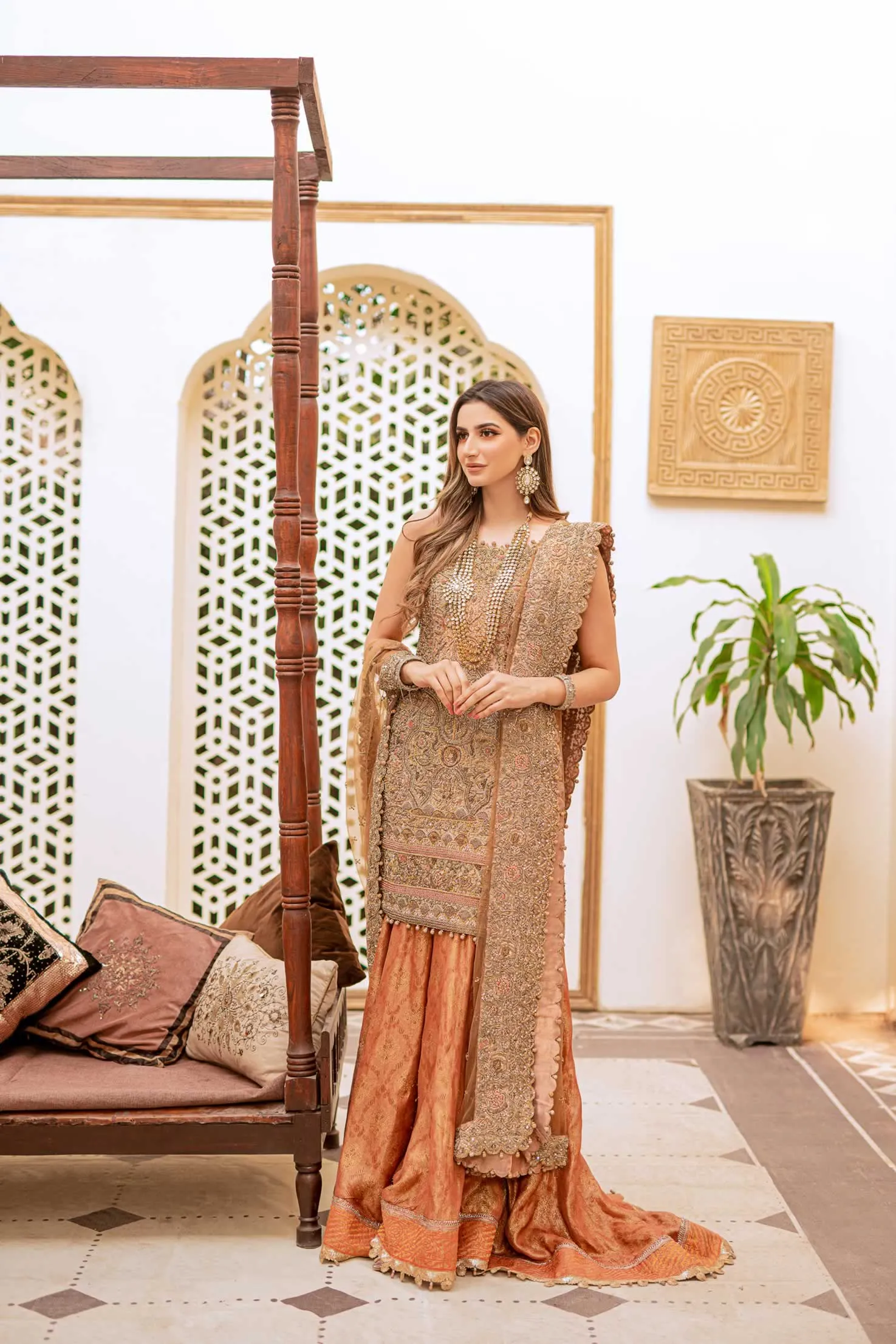 Jamawar Lehenga with Tissue Kameez and Dupatta #BS805