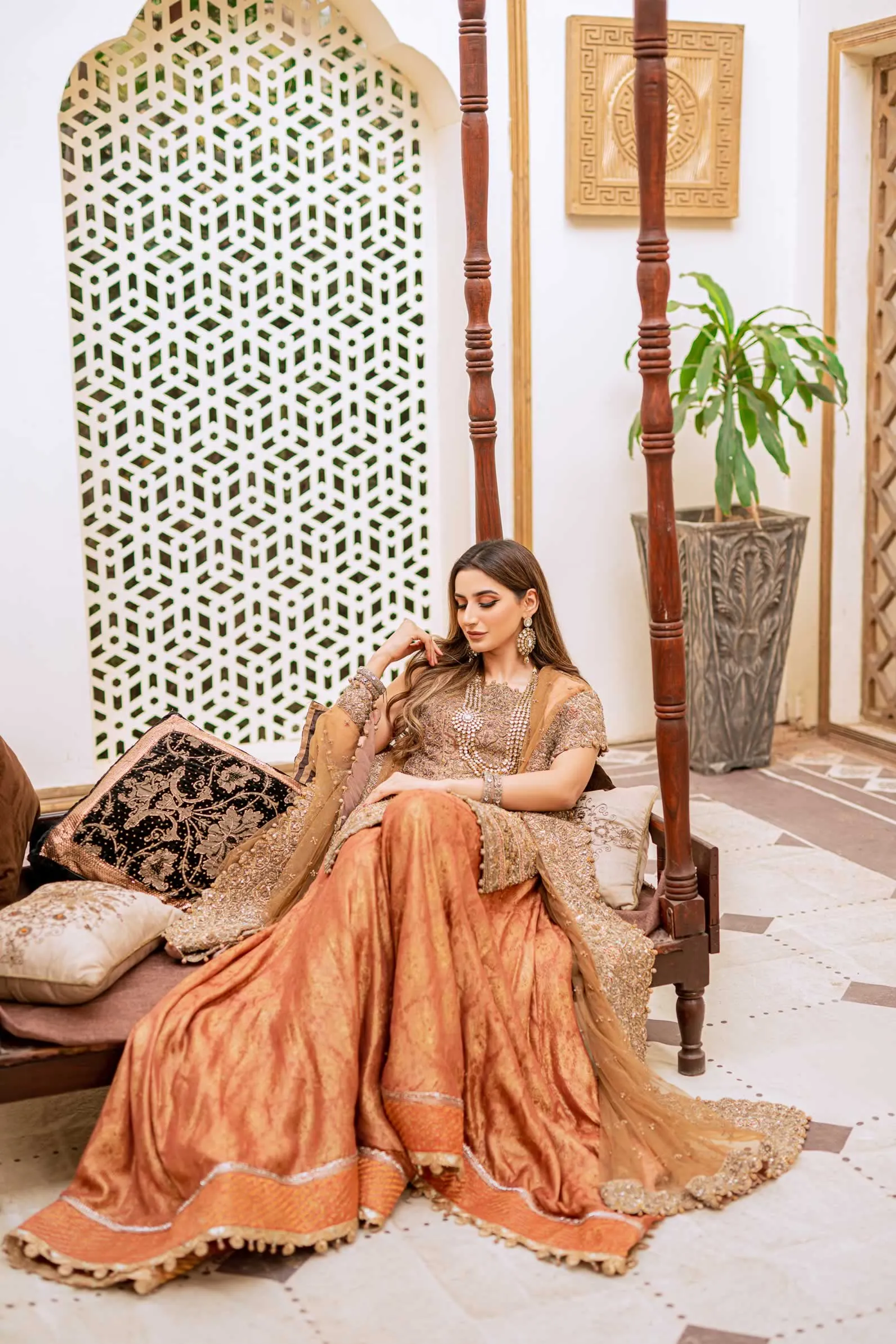 Jamawar Lehenga with Tissue Kameez and Dupatta #BS805