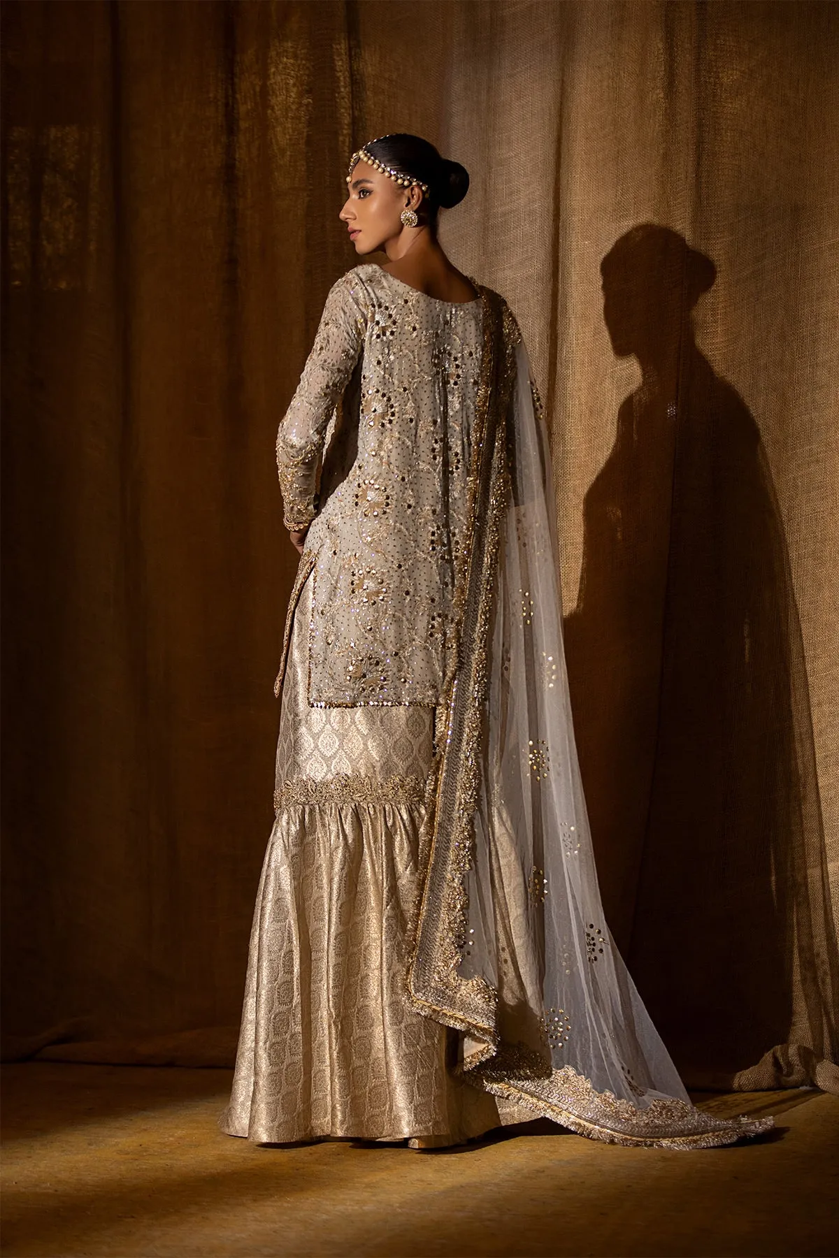 Kameez Sharara Dupatta White Pakistani Bridal Dress