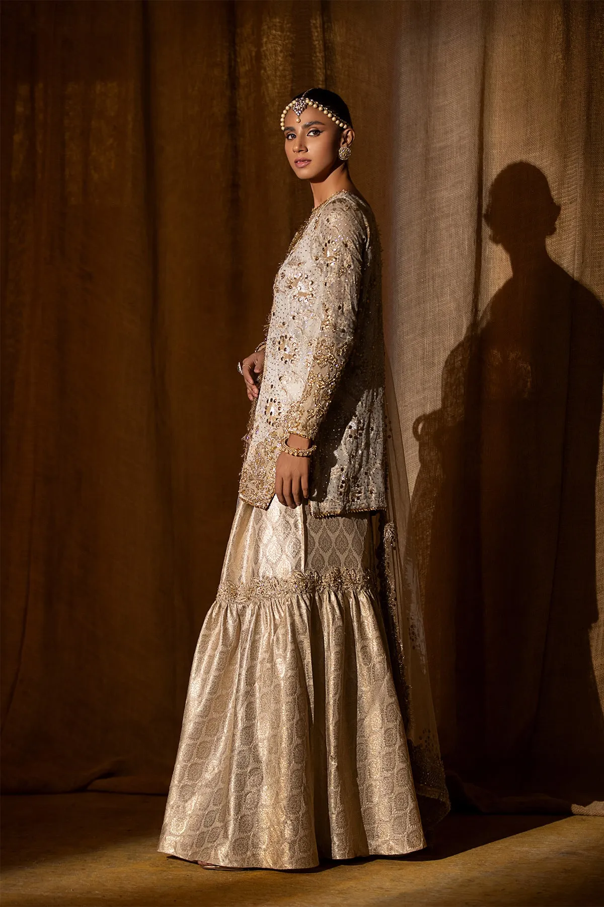 Kameez Sharara Dupatta White Pakistani Bridal Dress