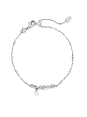 Kendra Scott Mama Script Delicate Chain Bracelet - Silver & White Pearl