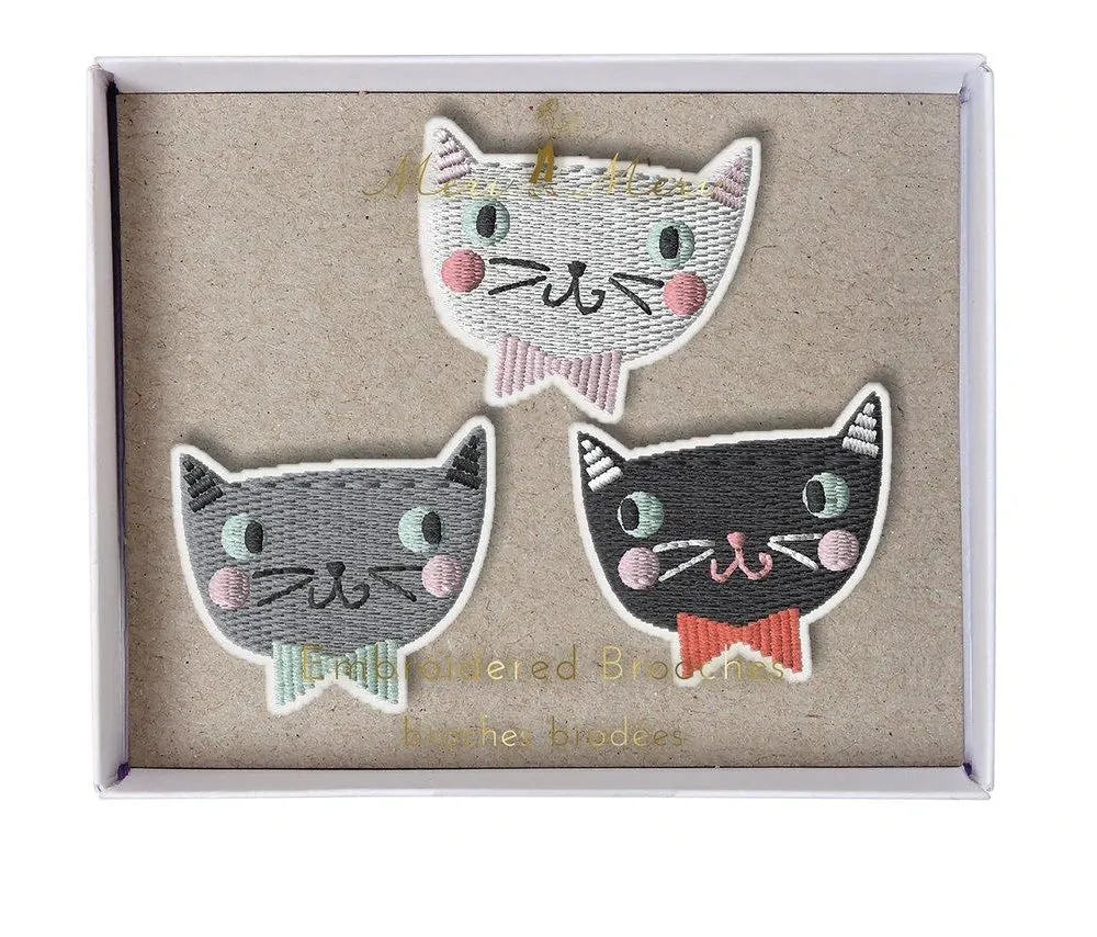 Kitten Embroidered Brooches