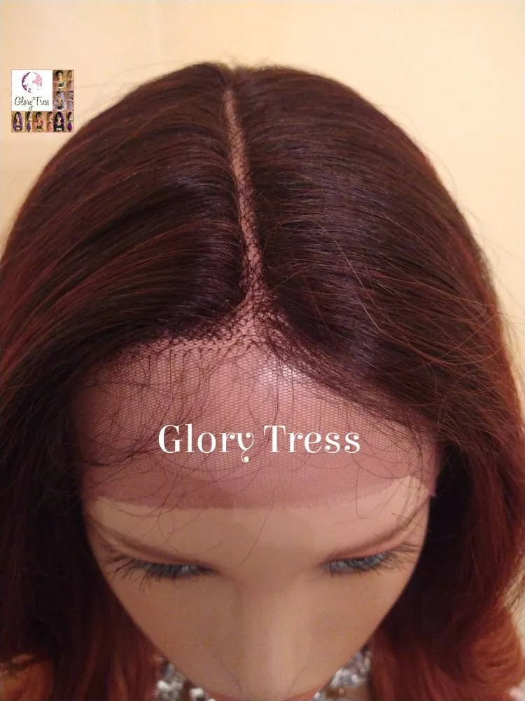 Lace Front Wig, Wavy Lace Front Wig, Ombre Auburn Wig, Red Wig, Dark Rooted Wig, On Sale // FAITHFUL