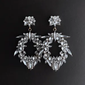 Large Crystal and Gold Statement Earrings