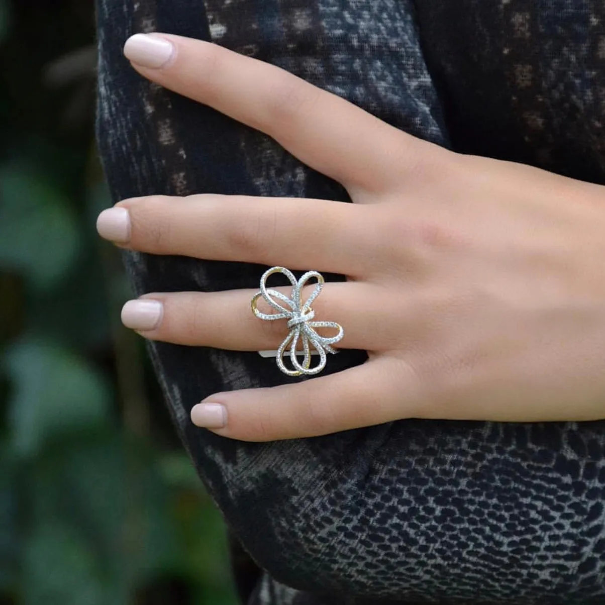Large Diamond Bow RIng