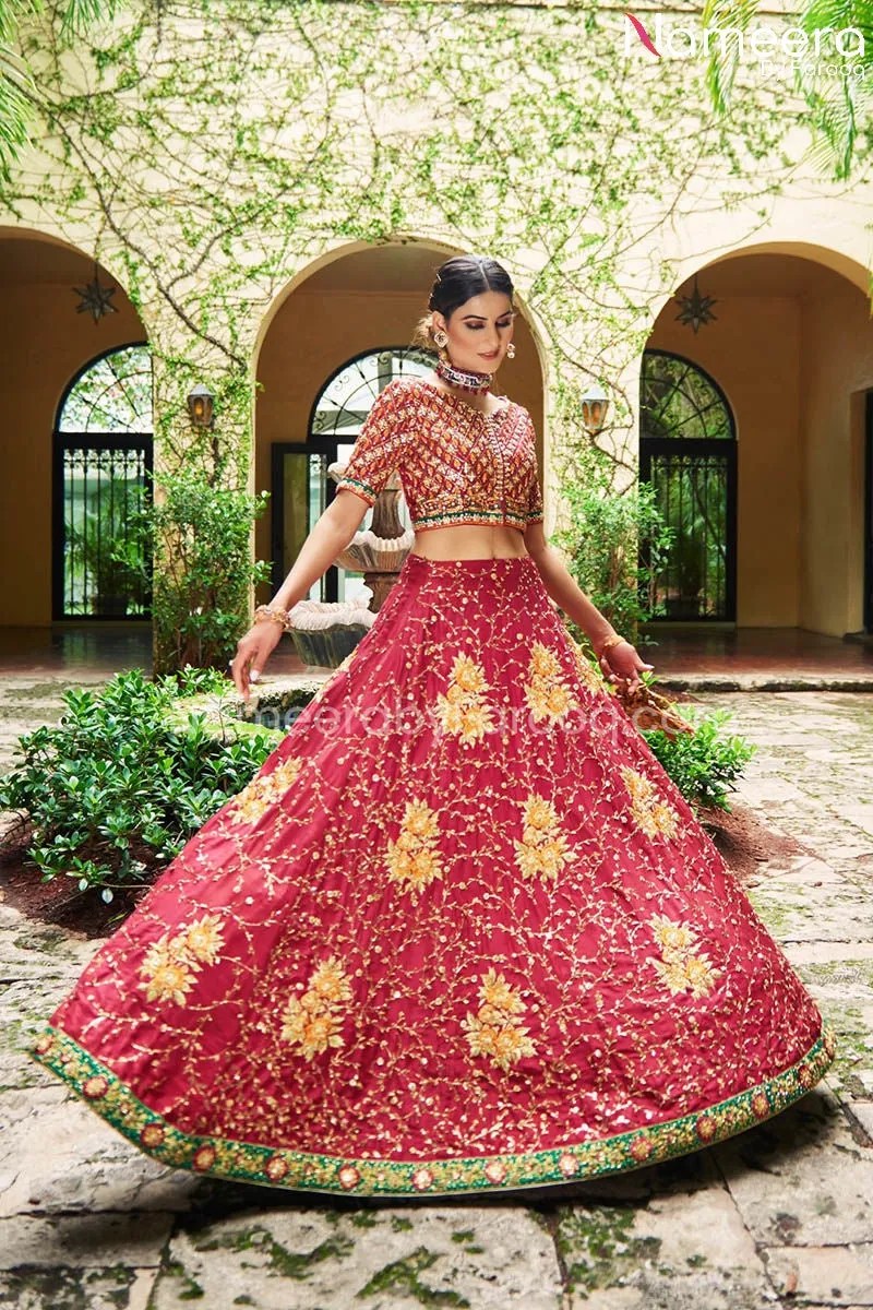 Latest Pakistani Bridal Raw Silk Lehenga Choli #BS568