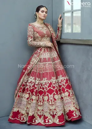 Latest Pakistani Red Bridal Lehenga with Choli #BS101