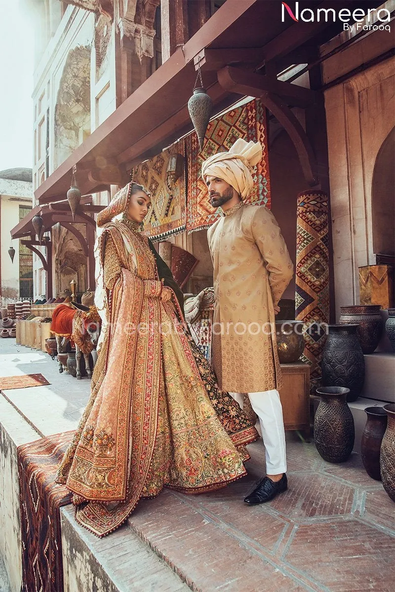 Latest Pishwas Style Bridal Frock with Lehenga #BS162