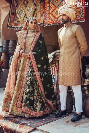 Latest Pishwas Style Bridal Frock with Lehenga #BS162
