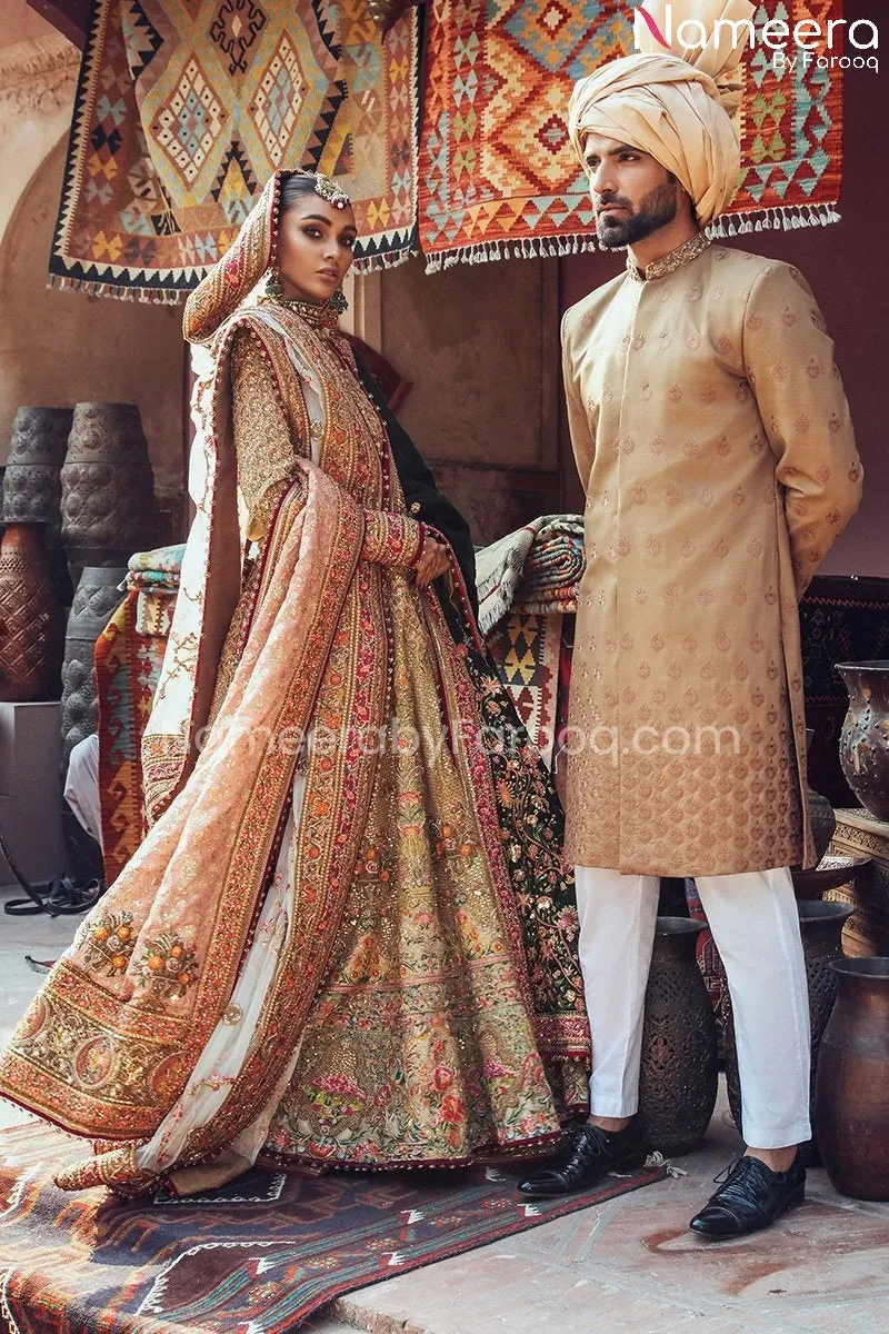 Latest Pishwas Style Bridal Frock with Lehenga #BS162