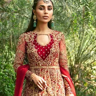 Latest Traditional Bridal Red Dress Pakistani #BS764