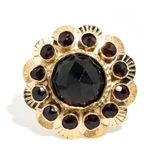 Lauren 1980s Garnet Starburst Ring 14ct Gold