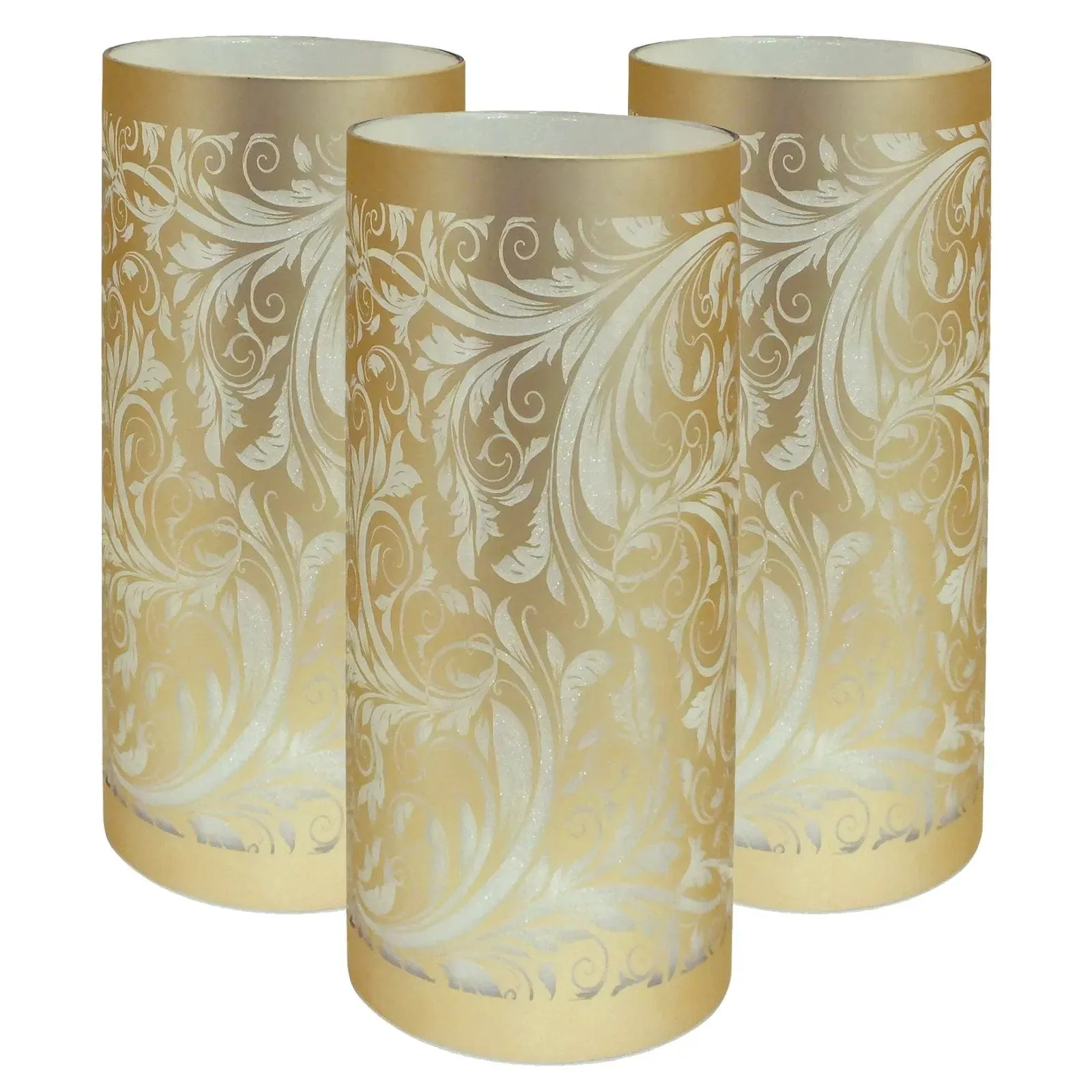 LED Christmas Lights Battery Powered Cordless Glass Table Lamps | Sparkling Leaves Design