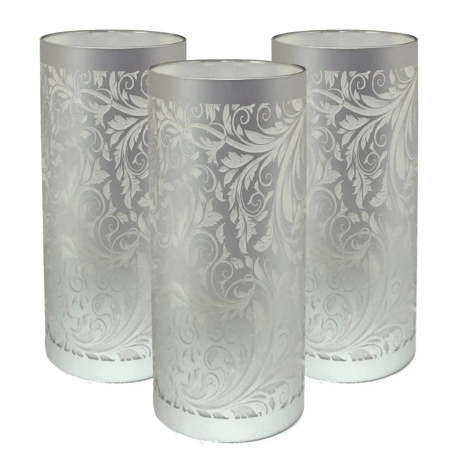 LED Christmas Lights Battery Powered Cordless Glass Table Lamps | Sparkling Leaves Design