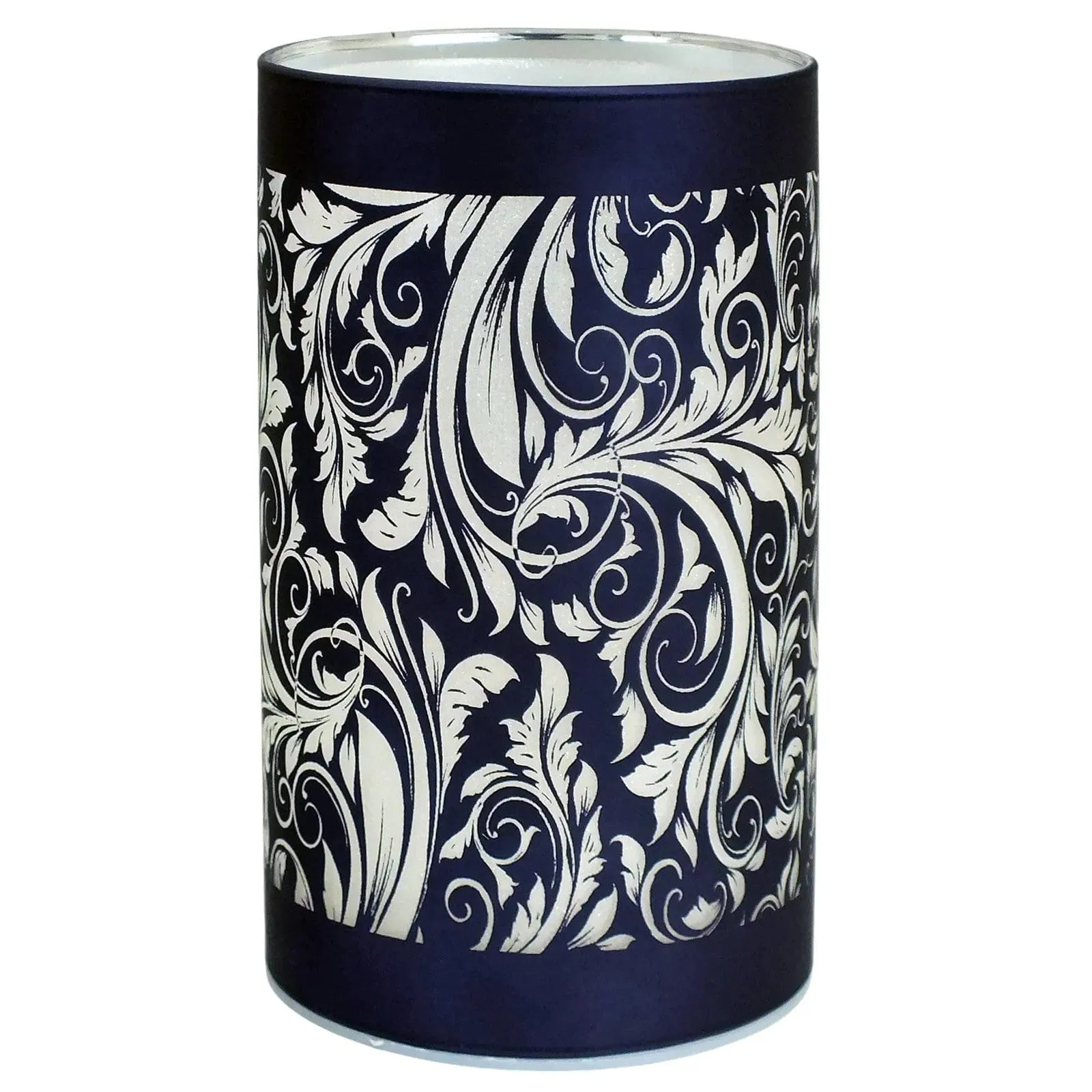 LED Glass Table Lamps Battery Operated Cordless Lights | Illuminated Sparkling Leaf Design | Blue, Gold or Silver