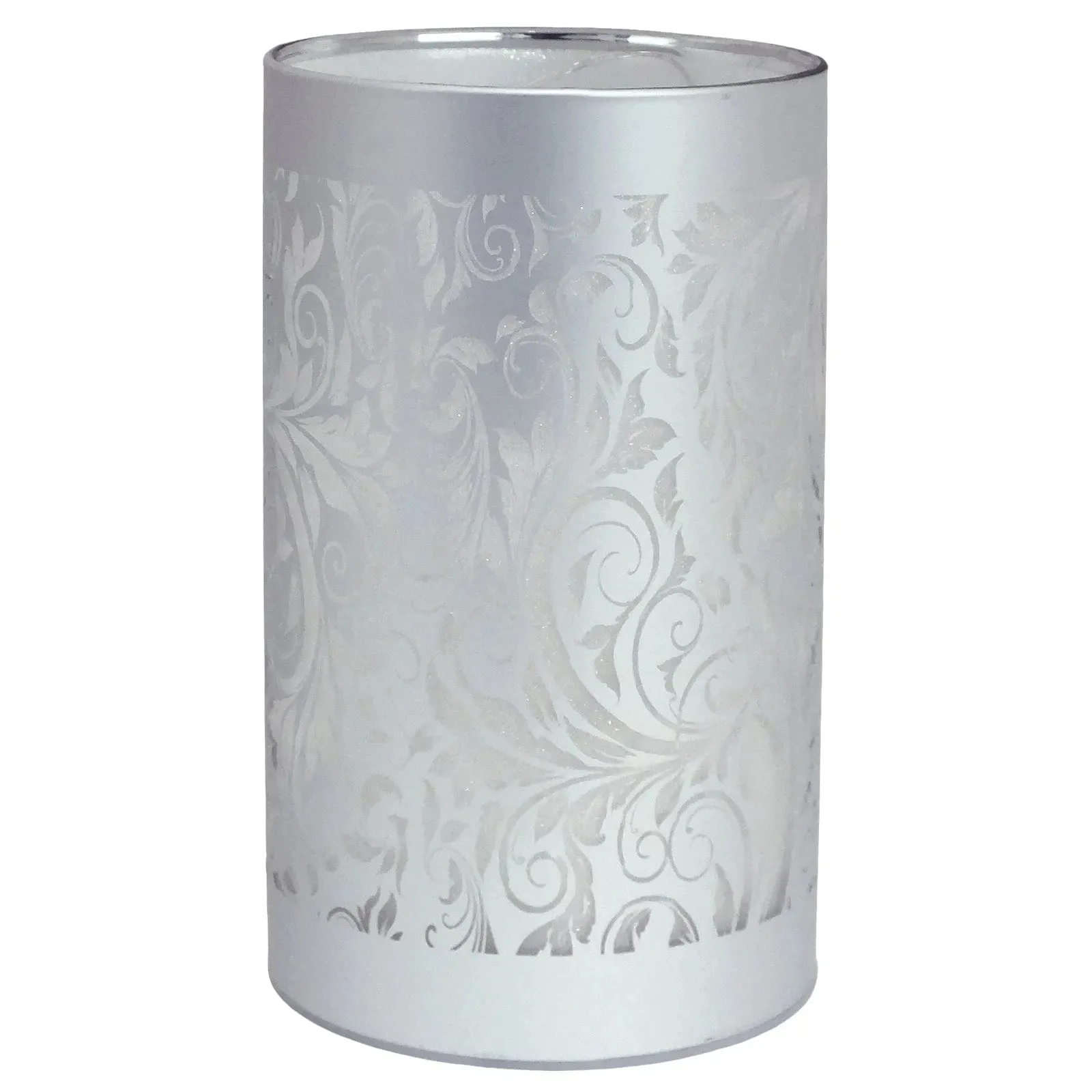 LED Glass Table Lamps Battery Operated Cordless Lights | Illuminated Sparkling Leaf Design | Blue, Gold or Silver