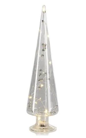 Led Glass Tree w/ Silver Beads - XLarge