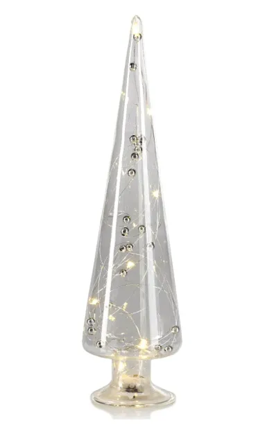 Led Glass Tree w/ Silver Beads - XLarge
