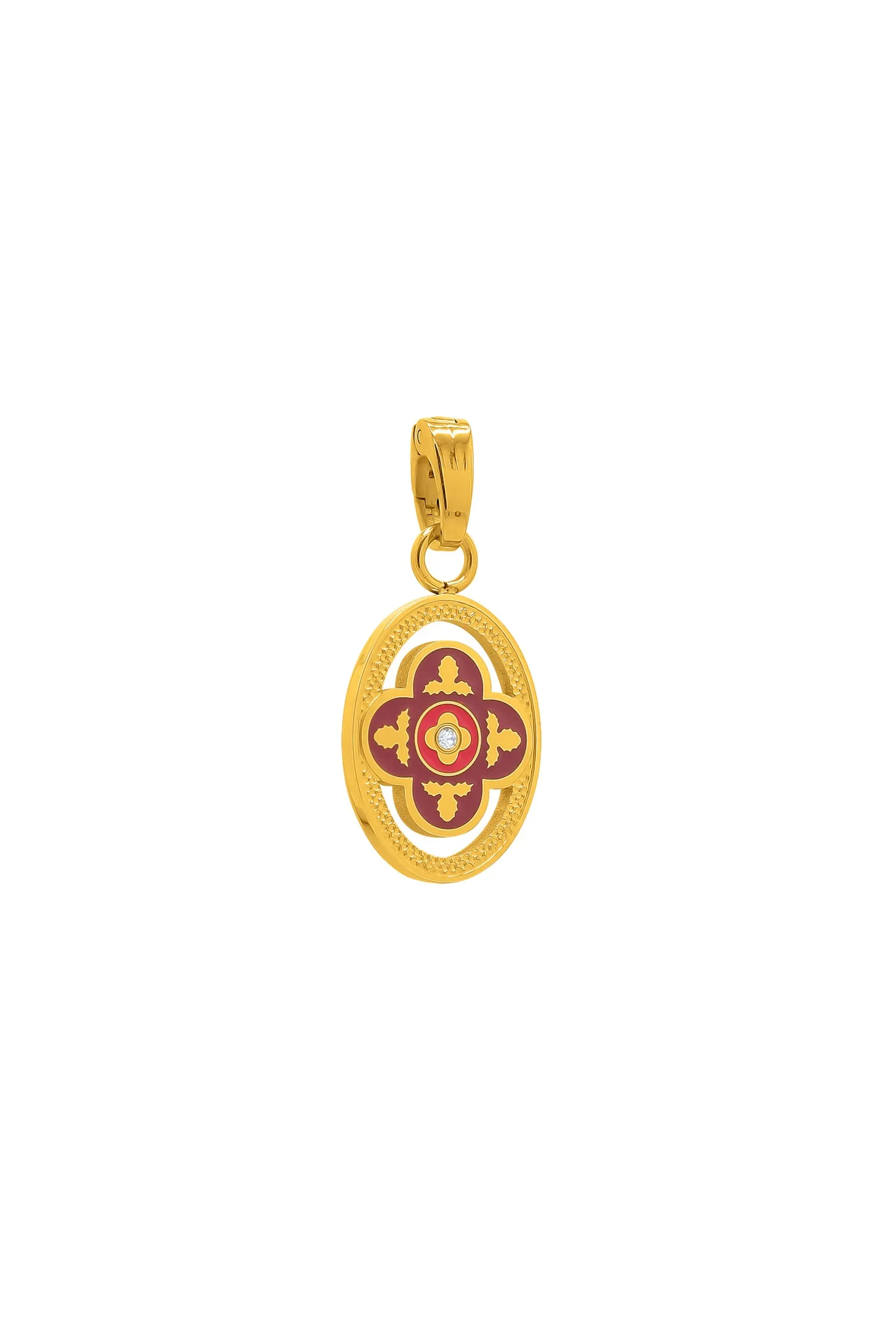 Lellux Burgundy Maltese Tile Pendant