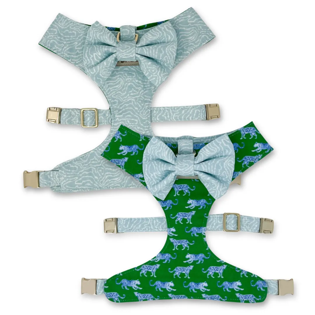 Leopard Parade Reversible Dog Harness   Bow Tie
