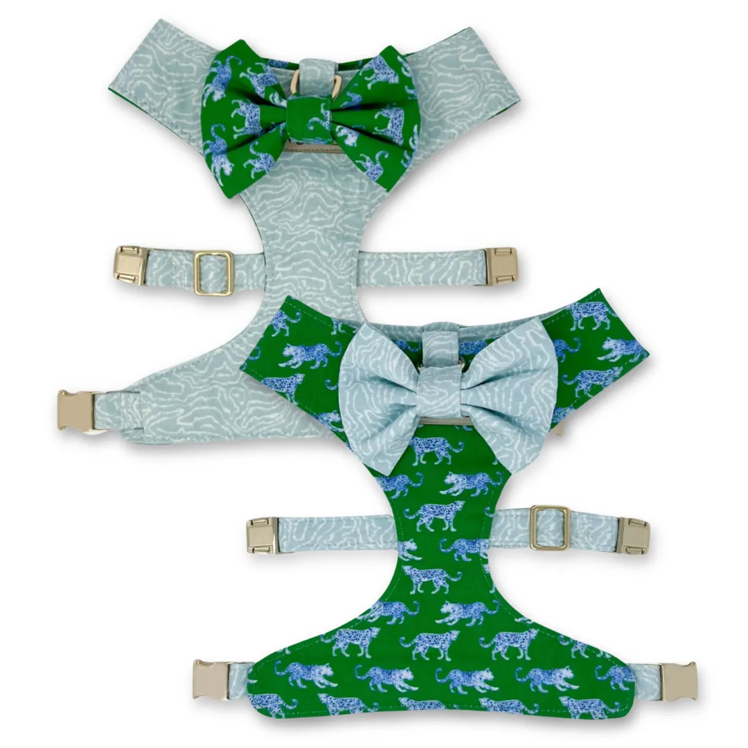 Leopard Parade Reversible Dog Harness   Bow Tie