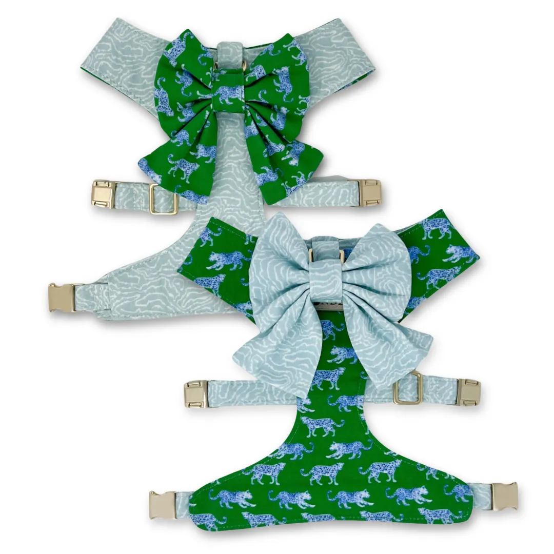 Leopard Parade Reversible Dog Harness   Sailor Bow