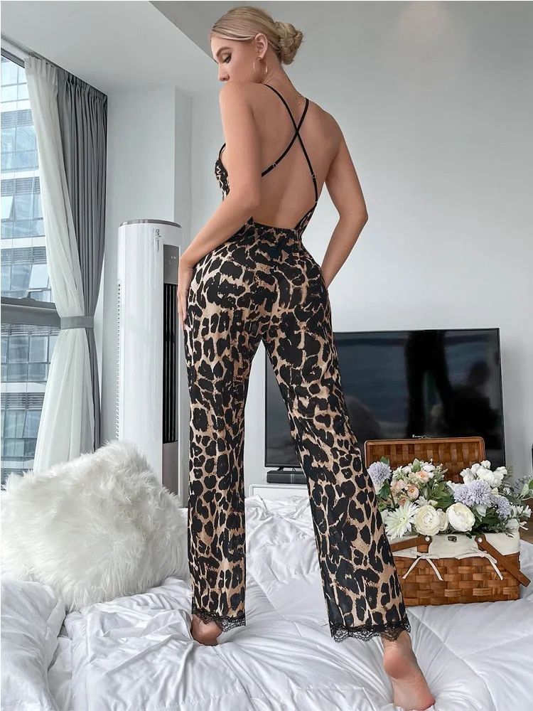 Leopard Print Mesh Romper