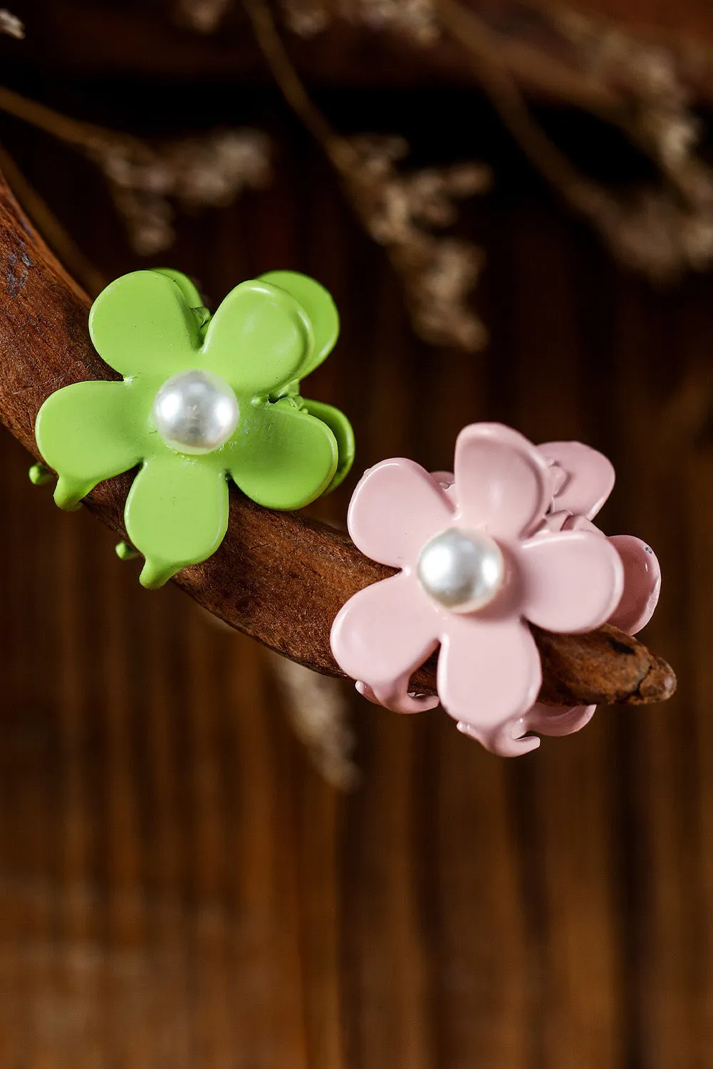 Light Green Pearl Flower Hair Clip