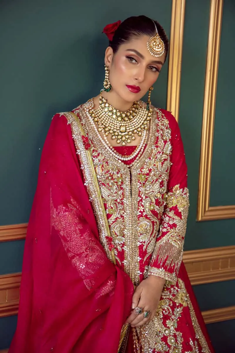 Long Jacket Lehenga Red Bridal Dress Pakistani #BS811